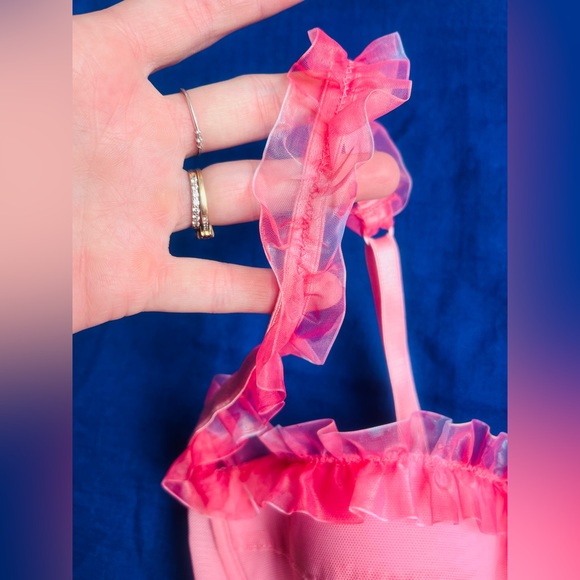 NWT vtg Y2K coquette girly English Rose Pink Frilly balconette push up Bra • 36B - Picture 3 of 10